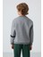 Gri Melanj Pamuklu Kalın İçi Tüylü Yumuşak Dokulu Standart Fit Baskılı Erkek Çocuk Sweatshirt - 11238 5