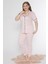 Boydan Düğmeli Battal Büyük Beden Çizgili Kısa Kol Pijama Takımı Alperi B780-26 4