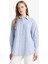 Relax Fit Oxford Çizgili Uzun Kollu Gömlek Tunik D4772AX25AU 3