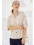 Krem Kısa Kol Oversize Keten Gömlek 20240 2