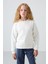 Ekru Pamuklu İçi Tüylü Yumuşak Dokulu Oversize Nakışlı Kız Çocuk Sweatshirt - 75150 1
