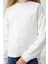 Ekru Pamuklu İçi Tüylü Yumuşak Dokulu Oversize Nakışlı Kız Çocuk Sweatshirt - 75150 4