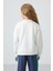 Ekru Pamuklu İçi Tüylü Yumuşak Dokulu Oversize Nakışlı Kız Çocuk Sweatshirt - 75150 5