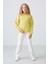 Sarı Pamuklu İçi Tüylü Yumuşak Dokulu Oversize Nakışlı Kız Çocuk Sweatshirt - 75150 4