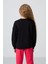 Siyah Pamuklu İçi Tüylü Yumuşak Dokulu Oversize Nakışlı Kız Çocuk Sweatshirt - 75150 5