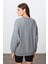 Gri Melanj Kompakt Pamuklu Kalın Pürüzsüz Dokulu O Yaka Oversize Fit Kadın Sweatshirt - 97288 5