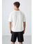 Tommy Life Ekru Pamuklu Kalın Yumuşak Dokulu Oversize Fit Baskılı Erkek T-Shirt - 88328 5