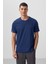 Tommy Life İndigo Erkek Basic Kısa Kol Standart Kalıp O Yaka T-Shirt - 87911 1
