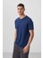 Tommy Life İndigo Erkek Basic Kısa Kol Standart Kalıp O Yaka T-Shirt - 87911 4