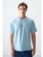 Açık Mavi Pamuklu Kalın Yumuşak Dokulu Oversize Fit Baskılı Erkek T-Shirt - 88373 4