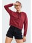 Bordo Uzun Kol Rahat Form Kapüşonlu Kadın Sweatshirt - 97115 3