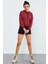 Bordo Uzun Kol Rahat Form Kapüşonlu Kadın Sweatshirt - 97115 4