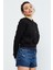 Siyah Uzun Kol Rahat Form Kapüşonlu Kadın Sweatshirt - 97115 5