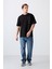 Tommy Life Siyah Pamuklu Kalın Yüzeyi Dokulu Oversize Fit Baskılı Erkek T-Shirt - 88338 2