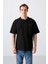 Tommy Life Siyah Pamuklu Kalın Yüzeyi Dokulu Oversize Fit Baskılı Erkek T-Shirt - 88338 4