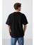Tommy Life Siyah Pamuklu Kalın Yüzeyi Dokulu Oversize Fit Baskılı Erkek T-Shirt - 88338 5