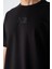 Siyah Pamuklu Kalın Yumuşak Dokulu Oversize Fit Baskılı Erkek T-Shirt - 88342 3