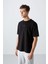 Siyah Pamuklu Kalın Yumuşak Dokulu Oversize Fit Baskılı Erkek T-Shirt - 88342 4