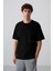 Tommy Life Siyah Pamuklu Kalın Yüzeyi Dokulu Oversize Fit Basic Erkek T-Shirt - 88341 1