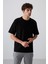 Tommy Life Siyah Pamuklu Kalın Yüzeyi Dokulu Oversize Fit Basic Erkek T-Shirt - 88341 4