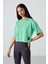 Su Yeşili Polyester Nefes Alan Dokulu İnce Esnek Oversize Fit Performans Kadın T-Shirt - 97284 2