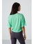 Su Yeşili Polyester Nefes Alan Dokulu İnce Esnek Oversize Fit Performans Kadın T-Shirt - 97284 5