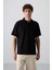 Tommy Life Siyah Pamuklu Kalın Yumuşak Dokulu Oversize Fit Basic Polo Yaka Erkek T-Shirt - 88327 1