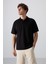 Tommy Life Siyah Pamuklu Kalın Yumuşak Dokulu Oversize Fit Basic Polo Yaka Erkek T-Shirt - 88327 4