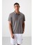 Koyu Gri Logo Baskılı Standart Kalıp Polo Yaka Aktif Spor Erkek T-Shirt - 88252 1