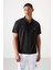 Siyah Logo Baskılı Standart Kalıp Polo Yaka Aktif Spor Erkek T-Shirt - 88252 4