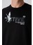 Tommy Life Siyah Pamuklu Kalın Yumuşak Dokulu Oversize Fit Baskılı Erkek T-Shirt - 88344 2