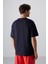 Lacivert Pamuklu Kalın Yüzeyi Dokulu Oversize Fit Basic Erkek T-Shirt - 88341 5