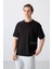 Tommy Life Siyah Pamuklu Kalın Yumuşak Dokulu Oversize Fit Baskılı Erkek T-Shirt - 88322 4