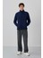 İndigo Yazı Nakışlı Dik Yaka Fermuarlı Standart Kalıp Erkek Sweatshirt Polar - 87992 4