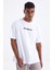 Beyaz Sırtı Yazı Baskılı O Yaka Erkek Oversize T-Shirt - 88100 1