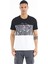 Siyah Renk Geçişli Baskı Detaylı O Yaka Standart Kalıp Erkek T-Shirt - 88177 1