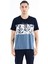 Lacivert Renk Geçişli Baskı Detaylı O Yaka Standart Kalıp Erkek T-Shirt - 88177 1