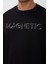 Siyah Yazı Nakışlı O Yaka Rahat Form İçi Polarlı Erkek Sweatshirt - 88020 5
