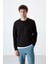 Siyah Basic O Yaka Rahat Form Erkek Sweatshirt - 88053 1
