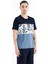 Lacivert Renk Geçişli Baskı Detaylı O Yaka Standart Kalıp Erkek T-Shirt - 88177 4