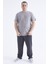 Gri Basic Kısa Kol O Yaka Büyük Beden Erkek T-Shirt - 88072 2