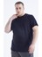 Lacivert Basic Kısa Kol O Yaka Büyük Beden Erkek T-Shirt - 88072 5