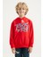 Kırmızı Yazı Baskılı Kanguru Cepli Kapüşonlu Standart Kalıp Erkek Çocuk Sweatshirt - 11002 1