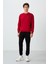 Kırmızı - Siyah Casual O Yaka Lastik Paça Pamuklu Erkek Oversize Eşofman Takımı - 85120 1