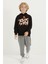 Siyah Yazı Baskılı Kanguru Cepli Kapüşonlu Standart Kalıp Erkek Çocuk Sweatshirt - 11002 2