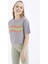 Gri Oversize Renkli Yazı Baskılı Düşük Omuz O Yaka Kız Çocuk Crop T-Shirt - 75038 2