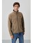 Camel Yazı Nakışlı Dik Yaka Fermuarlı Standart Kalıp Erkek Sweatshirt Polar - 87992 2