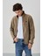 Camel Yazı Nakışlı Dik Yaka Fermuarlı Standart Kalıp Erkek Sweatshirt Polar - 87992 3