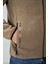 Camel Yazı Nakışlı Dik Yaka Fermuarlı Standart Kalıp Erkek Sweatshirt Polar - 87992 4