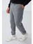 Gri Melanj Gizli Fermuarlı Rahat Form Lastik Paça Polar Erkek Eşofman Alt - 84866 4